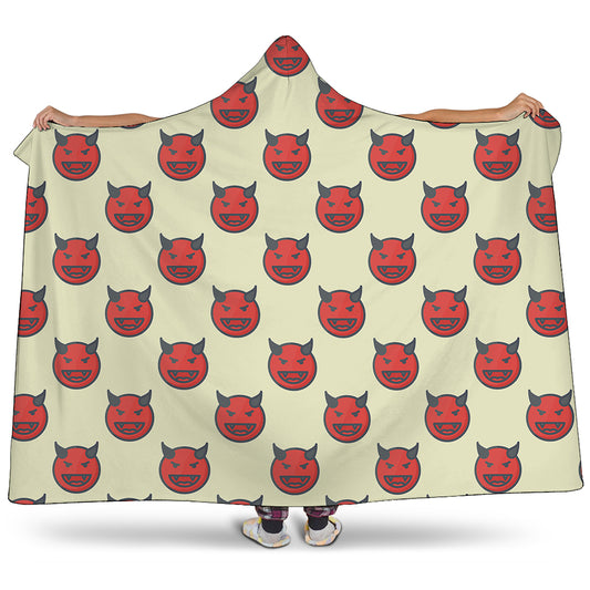 Devil Emoji Pattern Print Hooded Blanket