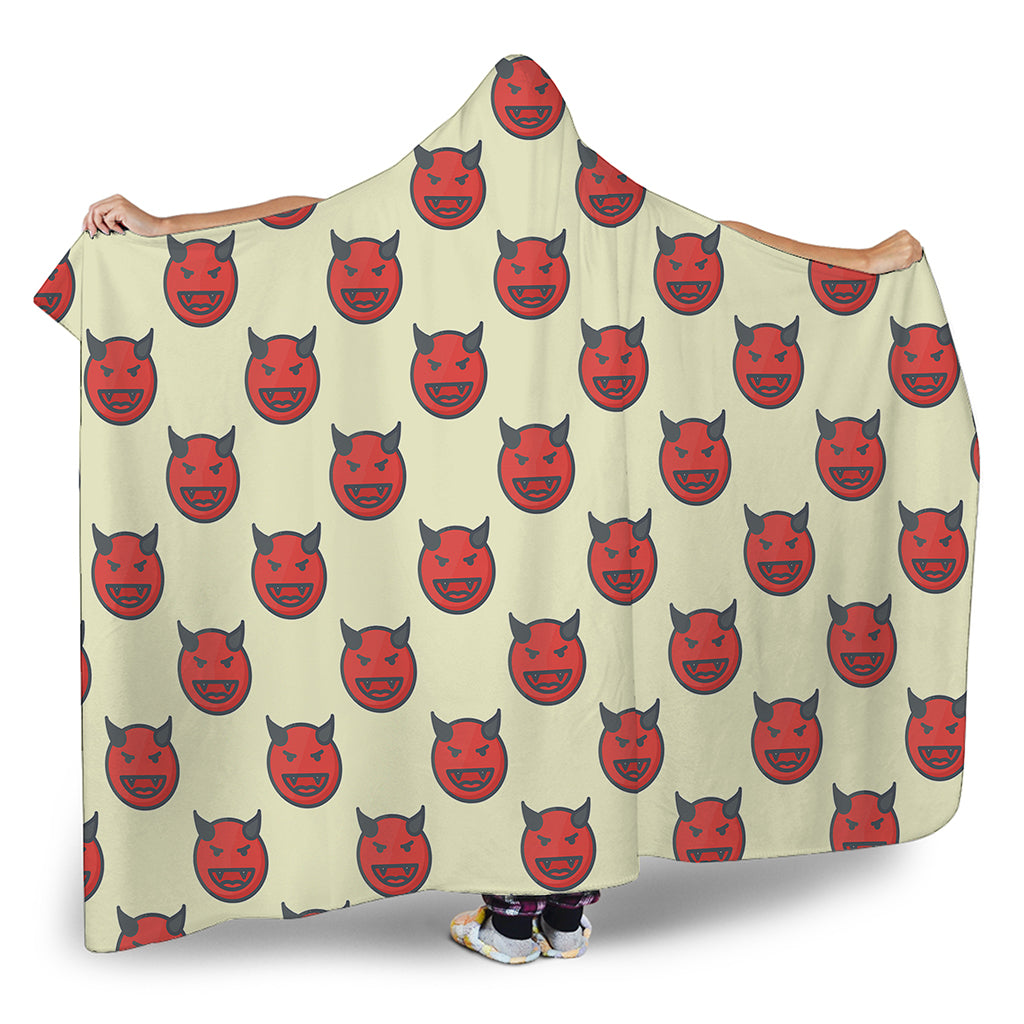 Devil Emoji Pattern Print Hooded Blanket