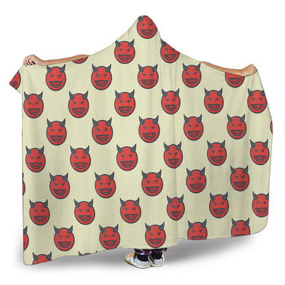 Devil Emoji Pattern Print Hooded Blanket