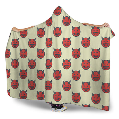 Devil Emoji Pattern Print Hooded Blanket