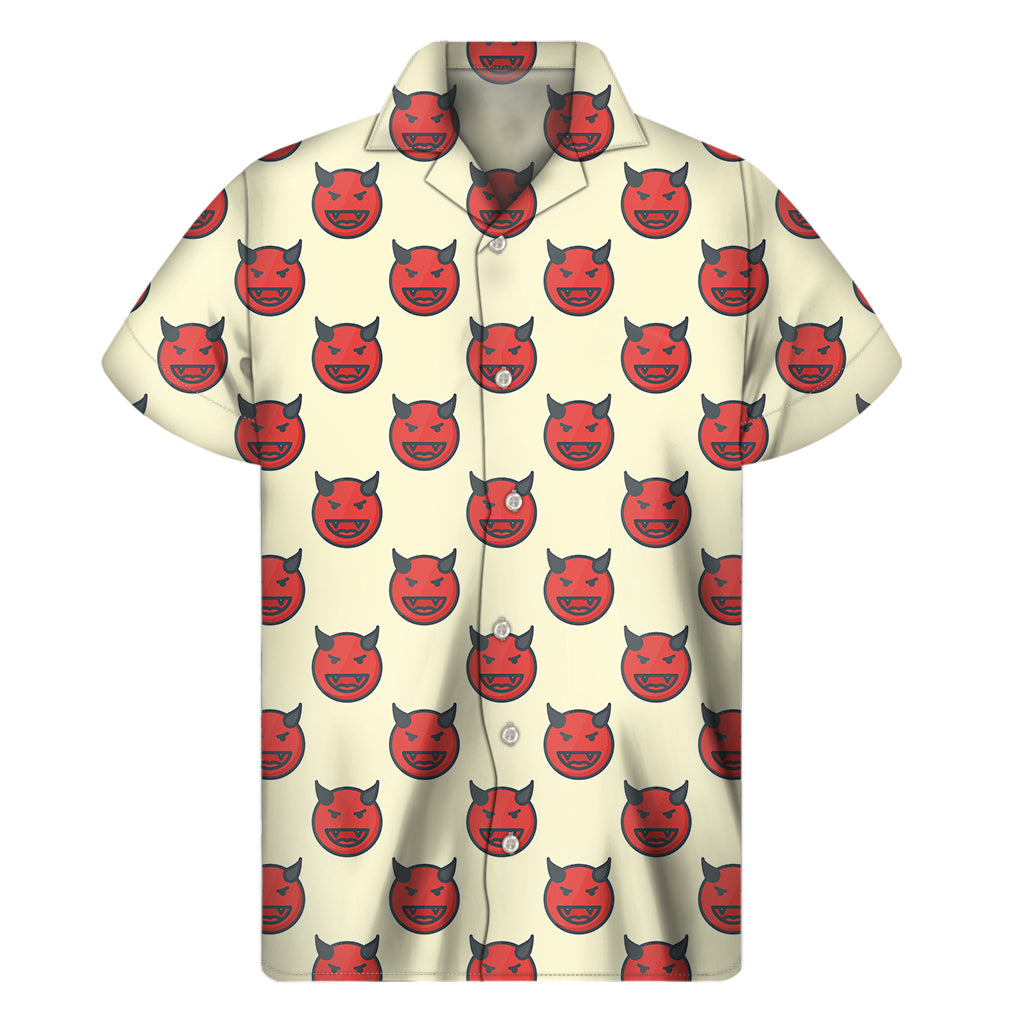 Devil Emoji Pattern Print Men's Short Sleeve Shirt