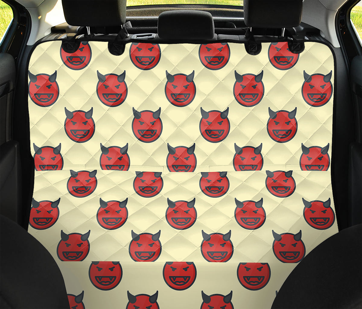 Devil Emoji Pattern Print Pet Car Back Seat Cover