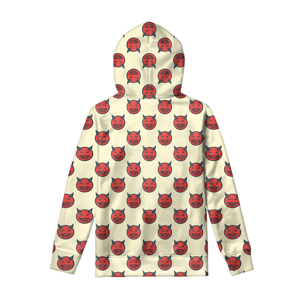 Devil Emoji Pattern Print Pullover Hoodie