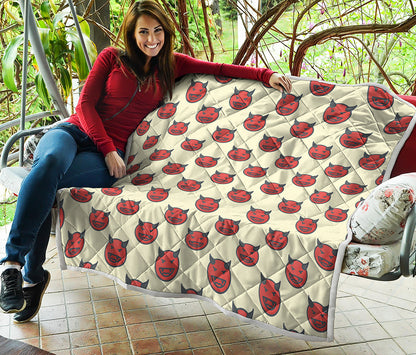Devil Emoji Pattern Print Quilt