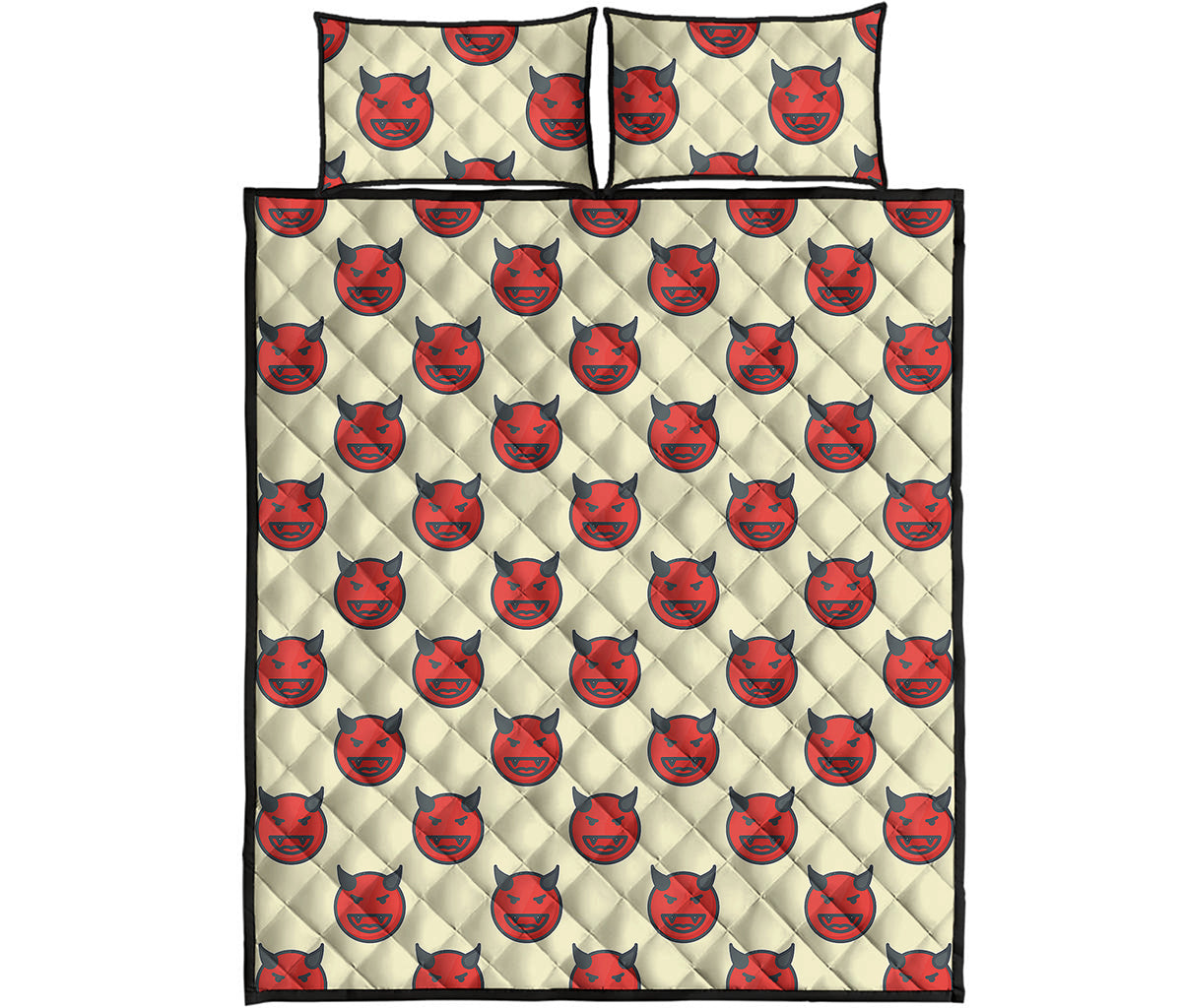 Devil Emoji Pattern Print Quilt Bed Set