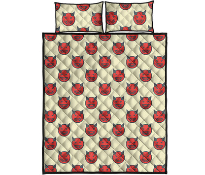 Devil Emoji Pattern Print Quilt Bed Set