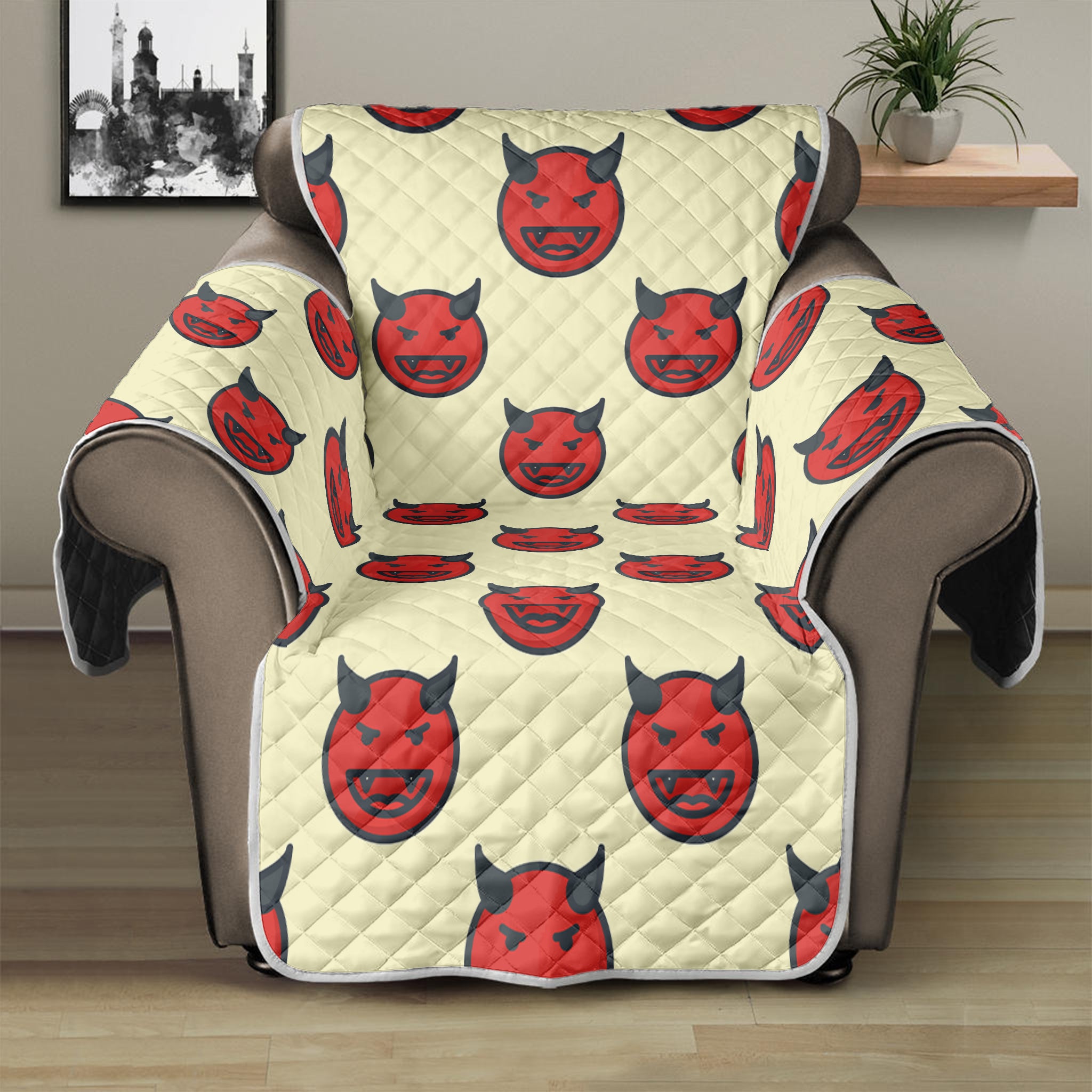 Devil Emoji Pattern Print Recliner Protector