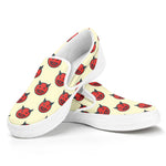 Devil Emoji Pattern Print White Slip On Shoes