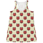 Devil Emoji Pattern Print Women's Racerback Tank Top