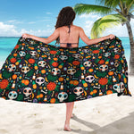 Dia De Los Muertos Day Of The Dead Print Beach Sarong Wrap