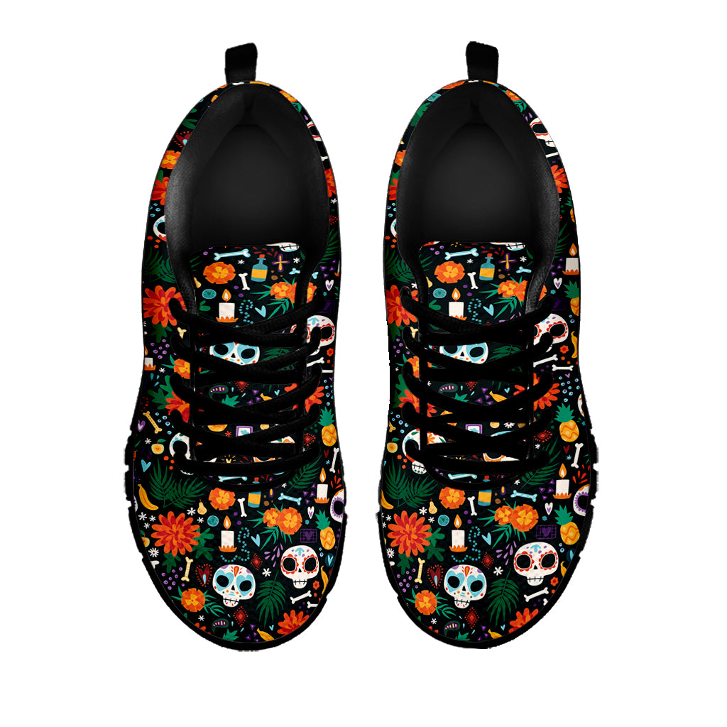 Dia De Los Muertos Day Of The Dead Print Black Sneakers
