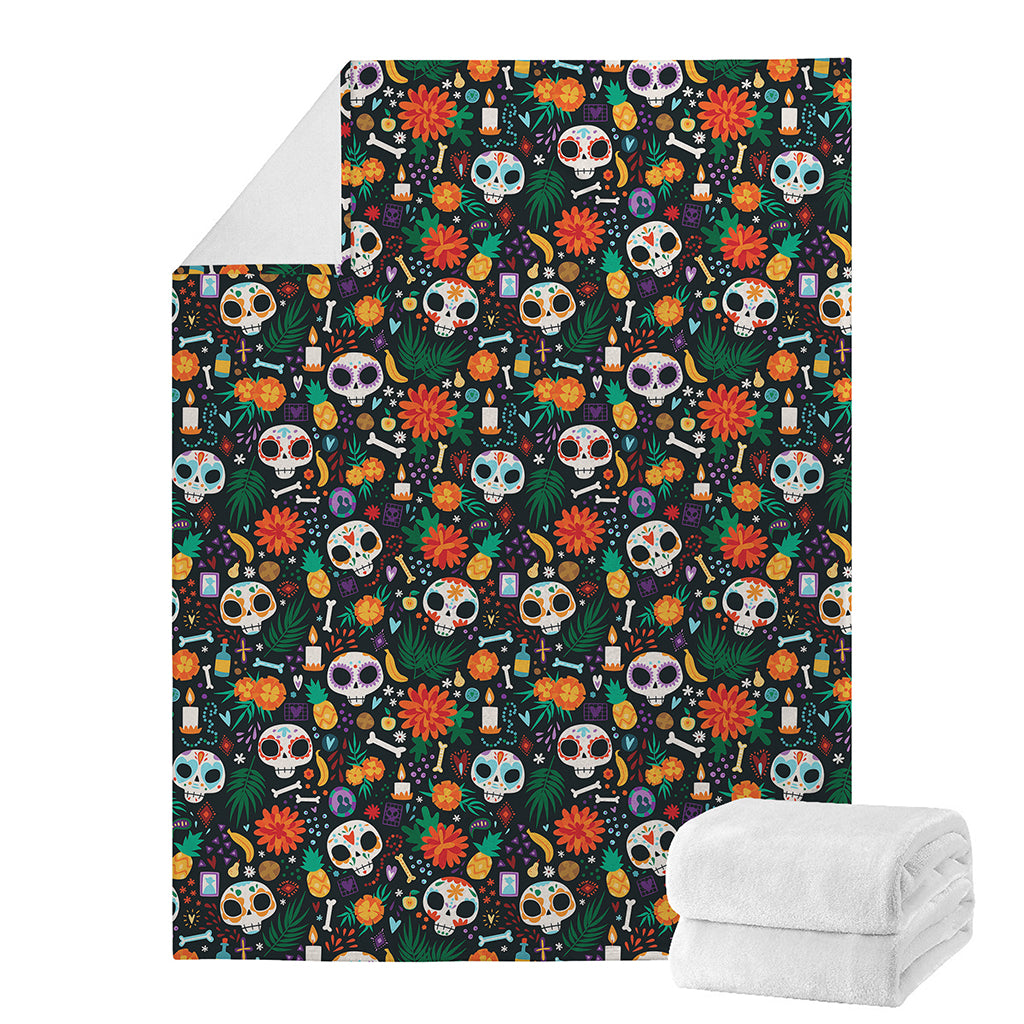 Dia De Los Muertos Day Of The Dead Print Blanket
