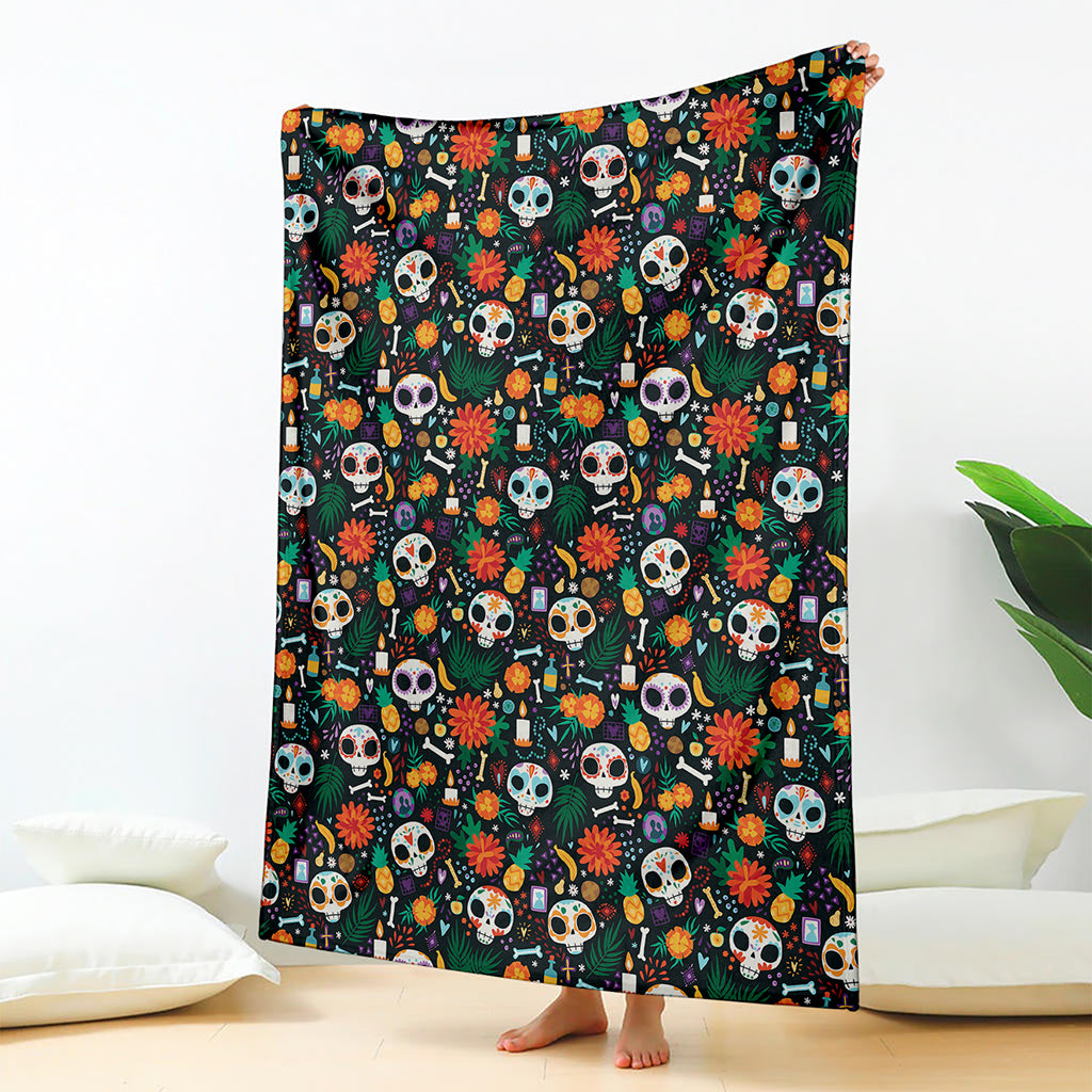 Dia De Los Muertos Day Of The Dead Print Blanket
