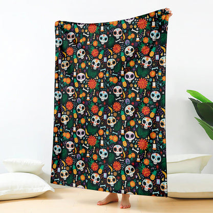 Dia De Los Muertos Day Of The Dead Print Blanket