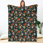 Dia De Los Muertos Day Of The Dead Print Blanket
