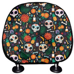 Dia De Los Muertos Day Of The Dead Print Car Headrest Covers