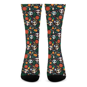 Dia De Los Muertos Day Of The Dead Print Crew Socks