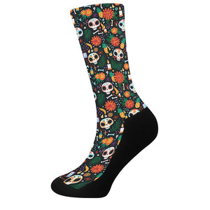 Dia De Los Muertos Day Of The Dead Print Crew Socks