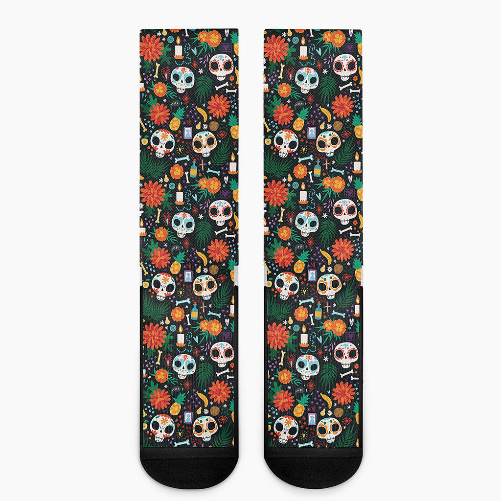 Dia De Los Muertos Day Of The Dead Print Crew Socks