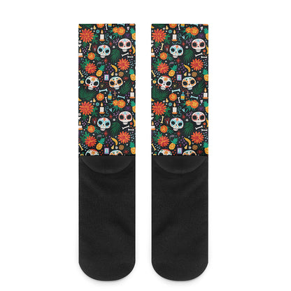 Dia De Los Muertos Day Of The Dead Print Crew Socks