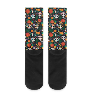 Dia De Los Muertos Day Of The Dead Print Crew Socks