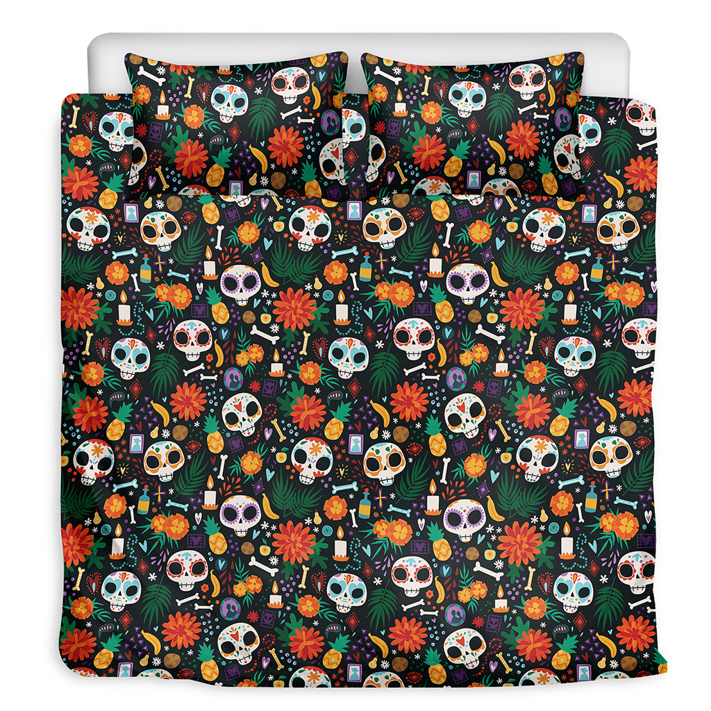 Dia De Los Muertos Day Of The Dead Print Duvet Cover Bedding Set