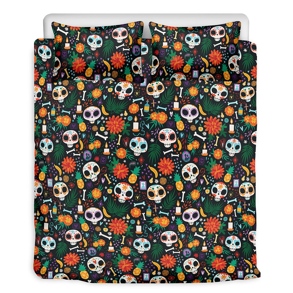 Dia De Los Muertos Day Of The Dead Print Duvet Cover Bedding Set