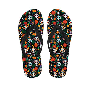 Dia De Los Muertos Day Of The Dead Print Flip Flops