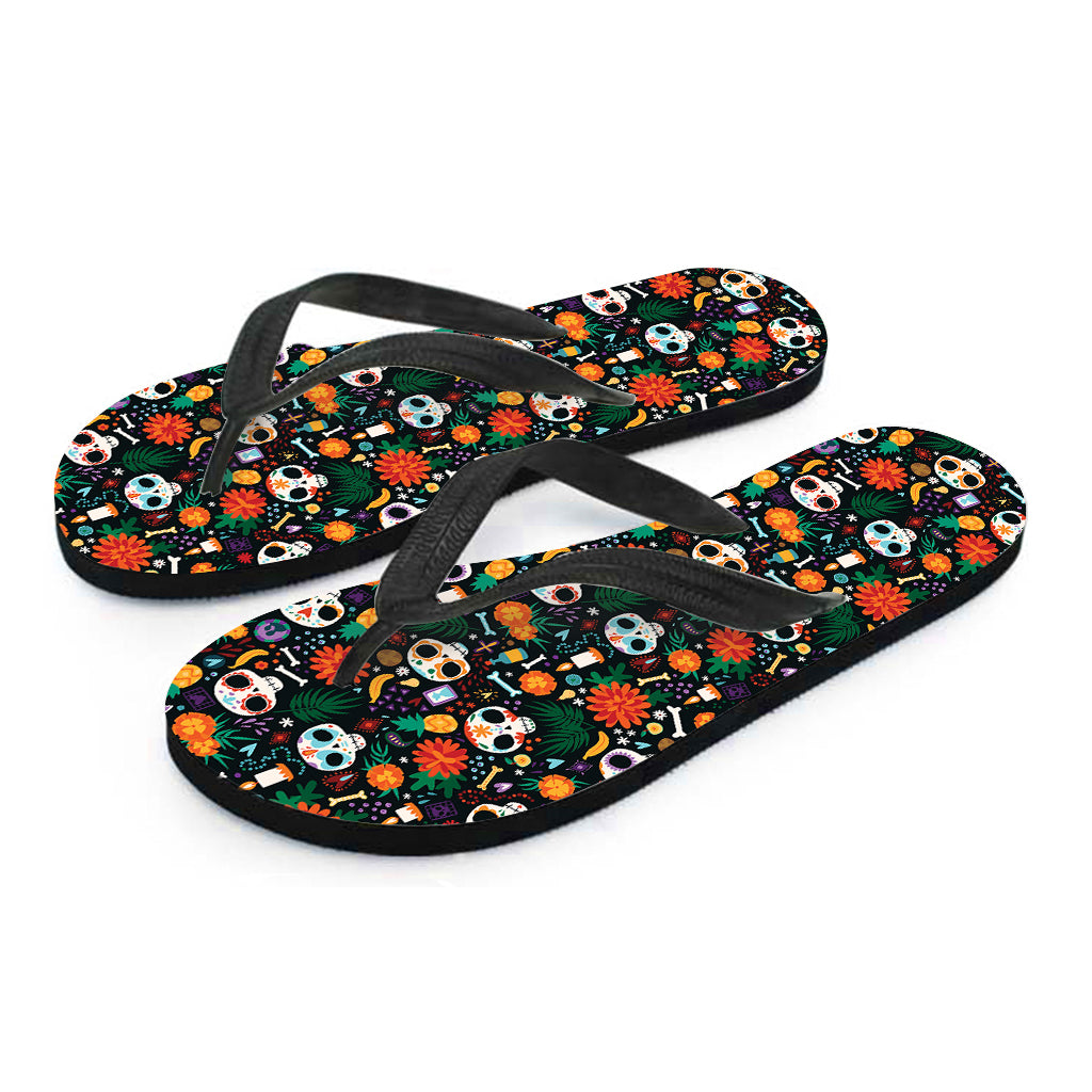 Dia De Los Muertos Day Of The Dead Print Flip Flops