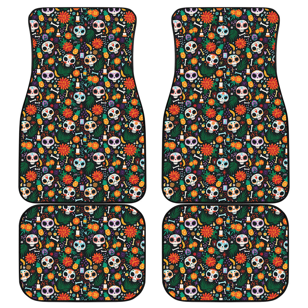 Dia De Los Muertos Day Of The Dead Print Front and Back Car Floor Mats