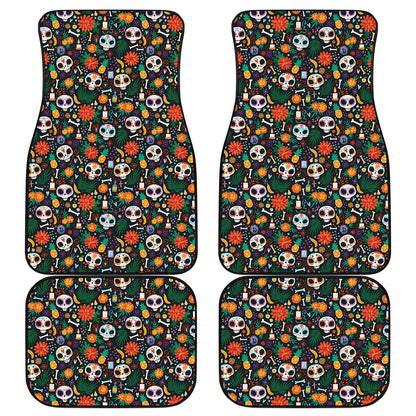 Dia De Los Muertos Day Of The Dead Print Front and Back Car Floor Mats