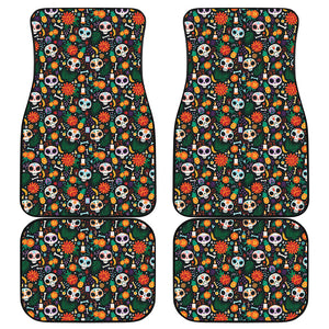 Dia De Los Muertos Day Of The Dead Print Front and Back Car Floor Mats