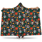 Dia De Los Muertos Day Of The Dead Print Hooded Blanket