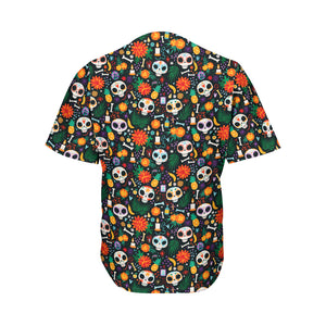 Dia De Los Muertos Day Of The Dead Print Men's Baseball Jersey