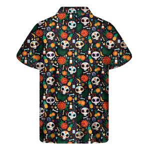 Dia De Los Muertos Day Of The Dead Print Men's Short Sleeve Shirt