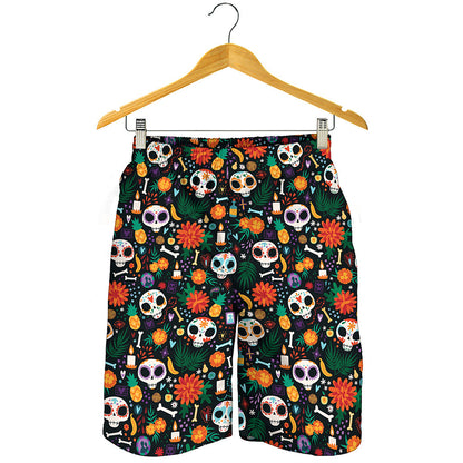 Dia De Los Muertos Day Of The Dead Print Men's Shorts