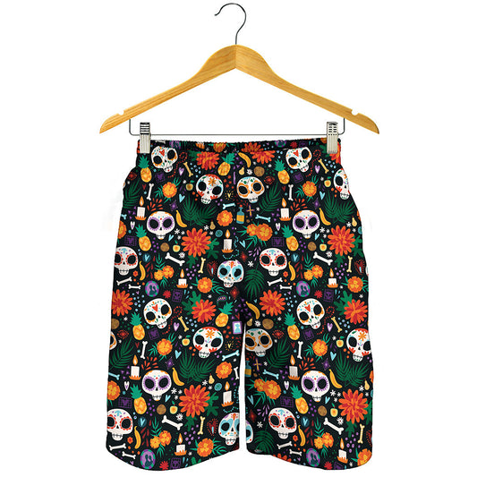 Dia De Los Muertos Day Of The Dead Print Men's Shorts