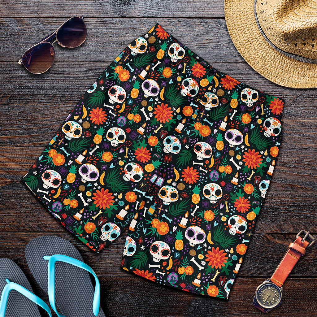 Dia De Los Muertos Day Of The Dead Print Men's Shorts