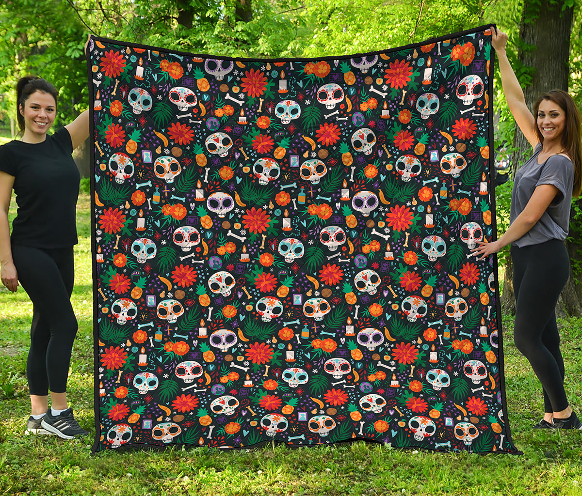 Dia De Los Muertos Day Of The Dead Print Quilt