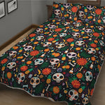 Dia De Los Muertos Day Of The Dead Print Quilt Bed Set