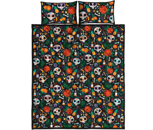 Dia De Los Muertos Day Of The Dead Print Quilt Bed Set