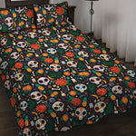 Dia De Los Muertos Day Of The Dead Print Quilt Bed Set