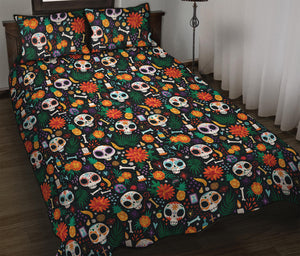 Dia De Los Muertos Day Of The Dead Print Quilt Bed Set