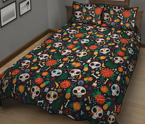 Dia De Los Muertos Day Of The Dead Print Quilt Bed Set