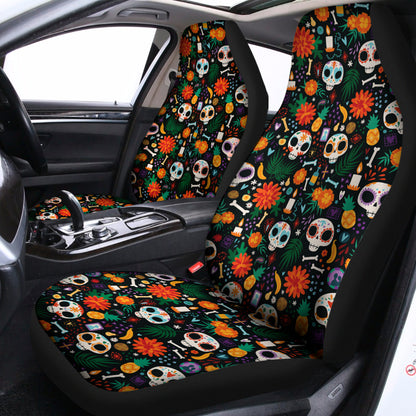 Dia De Los Muertos Day Of The Dead Print Universal Fit Car Seat Covers