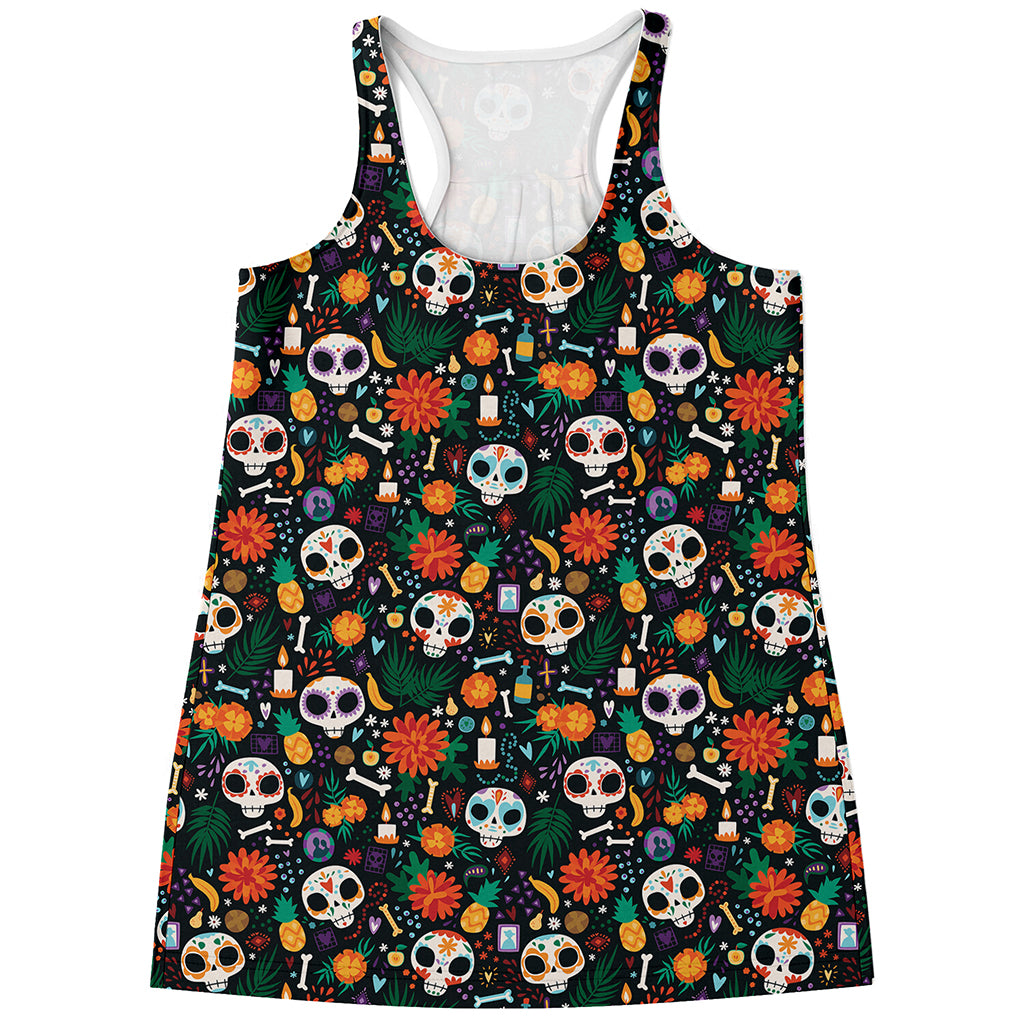 Dia De Los Muertos Day Of The Dead Print Women's Racerback Tank Top