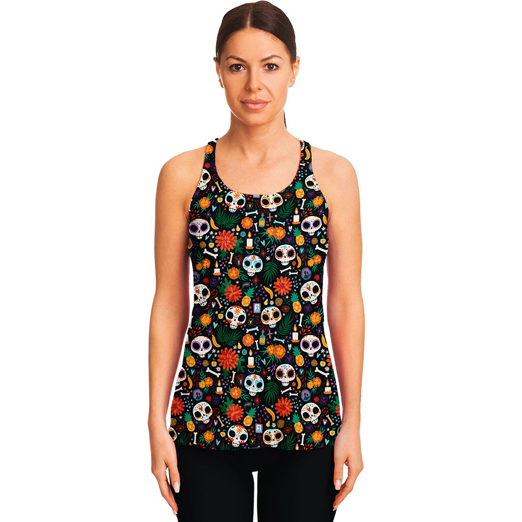 Dia De Los Muertos Day Of The Dead Print Women's Racerback Tank Top