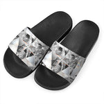 Diamond Artwork Print Black Slide Sandals
