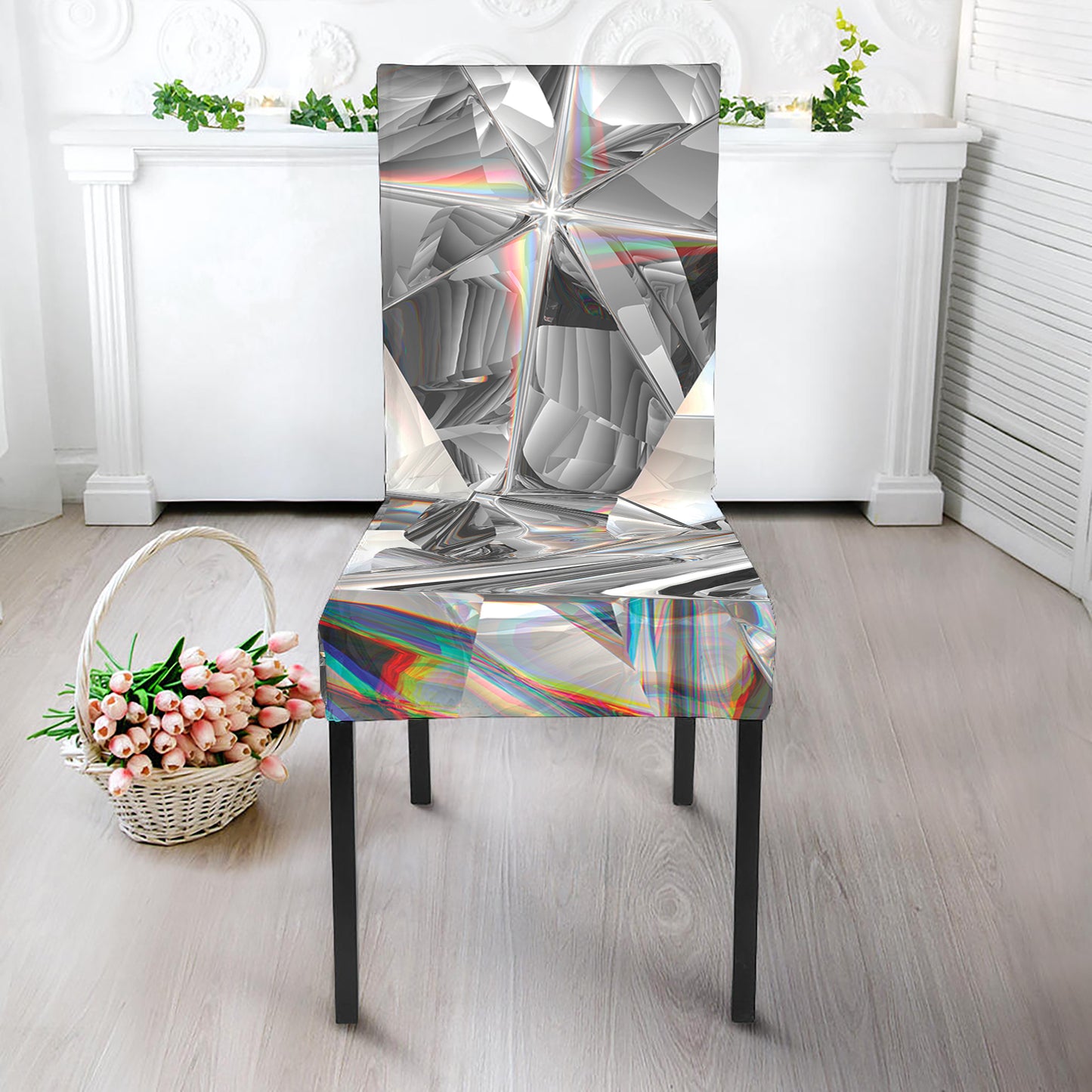 Diamond Artwork Print Dining Chair Slipcover