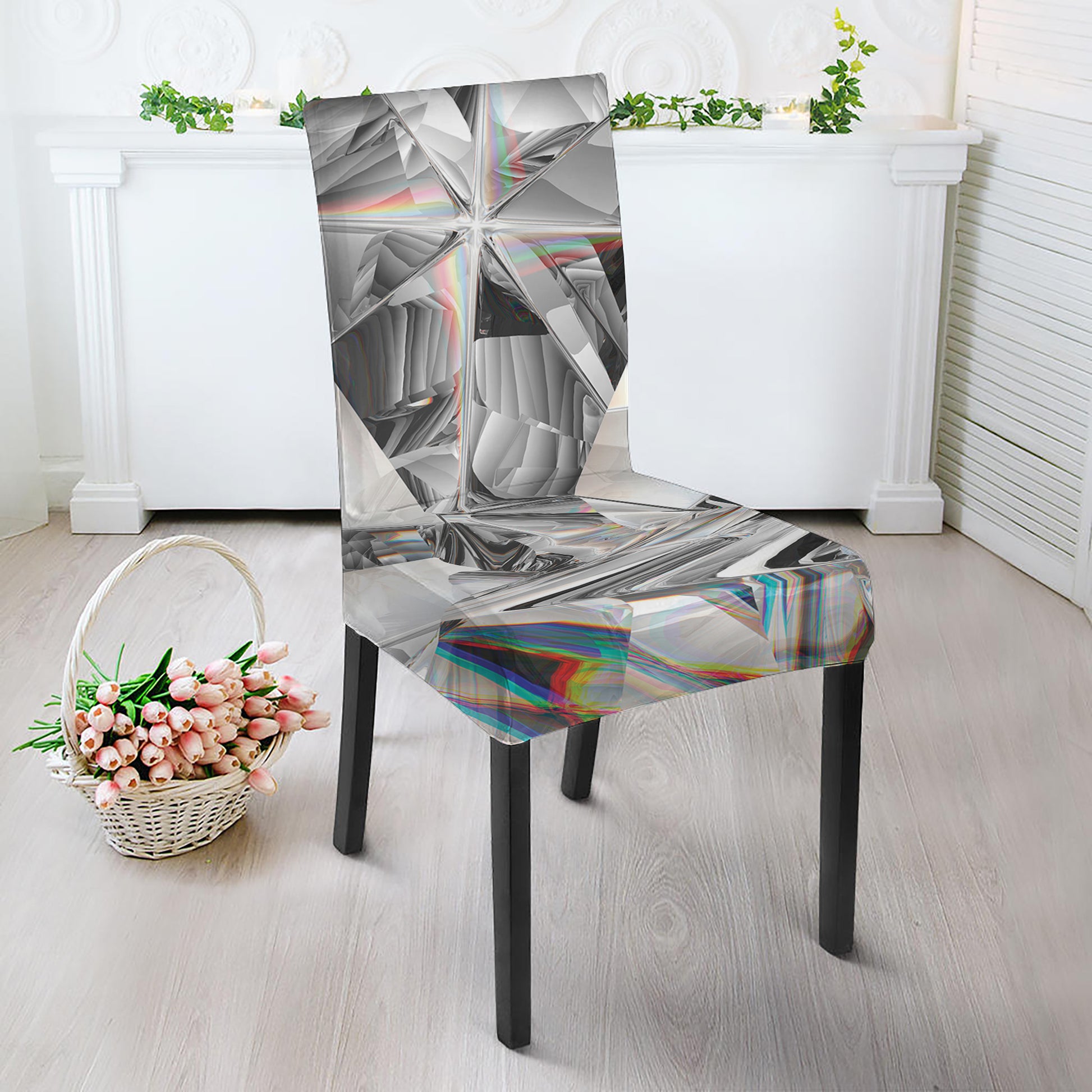 Diamond Artwork Print Dining Chair Slipcover